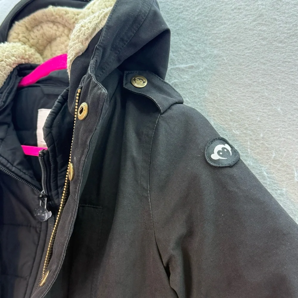 Appaman - little Boys Down Coat Sherpa hooded full zip up winter Jacket black 3T
